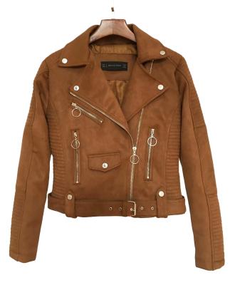 China 2020 Winter QUICK DRY Brown/Green/Prink Colors Motorcycle Suede Bomber PU Leather Jackets Womens for sale