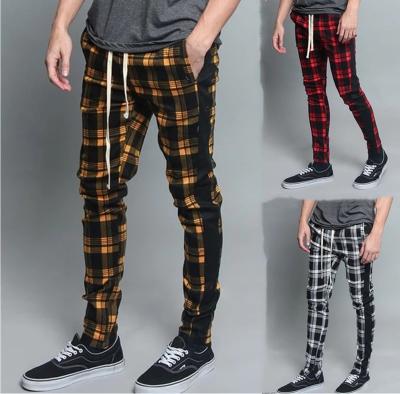 China Casual Pants Mens Plaid Breathable Ankle-Length Pants Shapes Streetwear Jogger Mens Sweatpants Slim Fit Trousers for sale