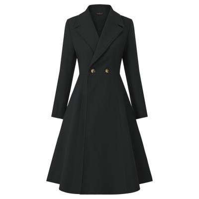 China 2020 Breathable Curlbuity Women's Wool Blends Ditch Coat Overcoat Long Sleeve Lapel Collar for sale