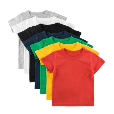 China Compressed 100% Cotton Kids T-shirt Tops 2021 Baby Boy Short Sleeve Children Clothing New Kids T-shirt Basic Tees Clothes Short for sale