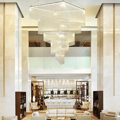 China New Product LED Rain Aluminum Chain Light Ceiling Lamp Chandelier Modern Modern Square Pendant Ceiling Lamp for sale