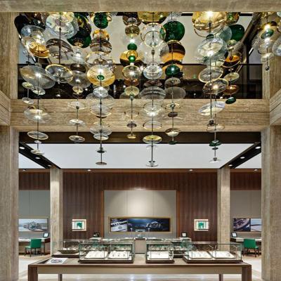 China Mall Multi Color Vertical Glass Pieces Large Modern Shipping Blown Pendant Chandeliers for sale