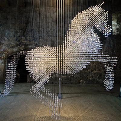 China Designer Romantic White Dream Horse Modern Crystal Hanging Light For Restaurant Chandelier for sale