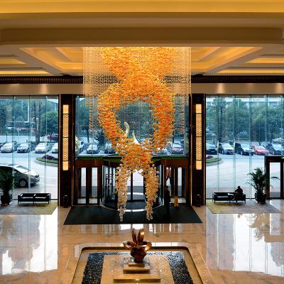 China Modern Applicable to Hotel Lobby Banquet Hall Customized Modern Luxury Hand Blown Glass Art Shape Chandelier for sale