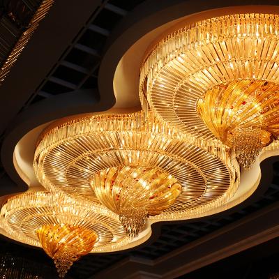 China New modern round crystal pendant light hotel lamps decorative fitting gold led strip k9 modern luxury crystal chandelier for sale