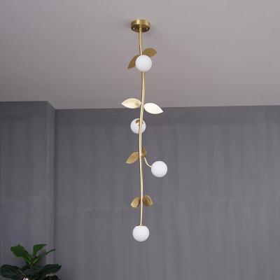 China Modern Custom Brass Vines Leaf Modern Hanging Glass Pendant Lighting Chandelier for sale