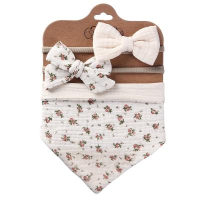 China Antibacterial Baby Bib For Girls Natural Cotton Baby Drool Bib For 0-12 Months Bibs Bow Set for sale