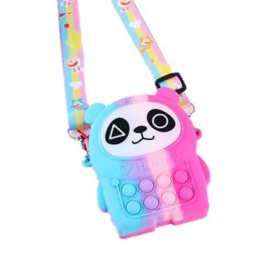 China 2022 New Water Resistant Style Silicone Busy Person Decompression Toy Panda Shaped Bubbles Shoulder Bag for sale