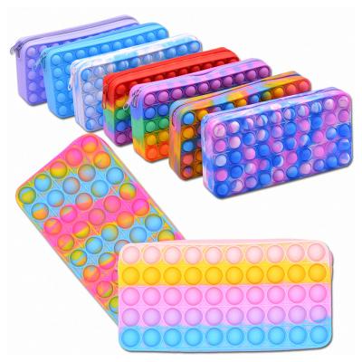 China Gift Toy Large Capacity Push Bubble Silicone Pencil Bag Office Stationery Organizer, Simple Sensory Decompr for sale