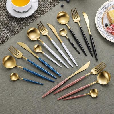 China Sustainable 18/10 Gold Dinnerware Set Silverware Set Stainless Steel Dinnerware for sale