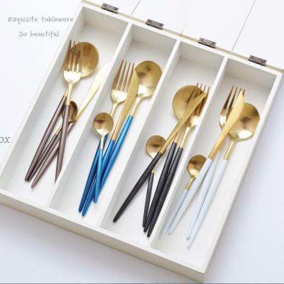 China Wholesale Viable Safe Eco Friendly Matte Gold Metal Cutlery Set Dishwasher Stainless Steel Western Cutlery for sale