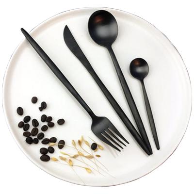 China Sustainable Gold Plated Restaurant Flatware Pvd 18/10 Stainless Steel Matte Black Cutlery for sale