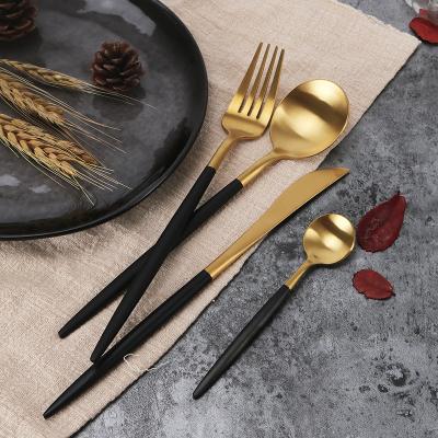 China Sustainable Western 304 Stainless Steel Rose Gold Plated Full Stainless Steel Cutlery Set Flatware Dinnerware Coating Set for sale