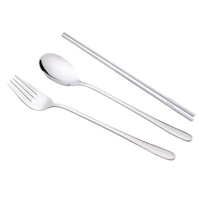 China Sustainable SS304 Spoon Chopsticks Fork Stainless Steel Korean Style Cutlery for sale