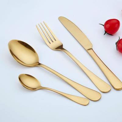 China Viable Wedding 18/8 Stainless Steel Gold Flatware Set Spoon Fork and Knife, Gold Cutlery for sale