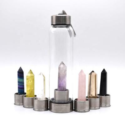 China Excellent Natural Viable Crystal Pillar High Boron Crystal Energy Hexagonal Column Water Bottle With Crystal for sale