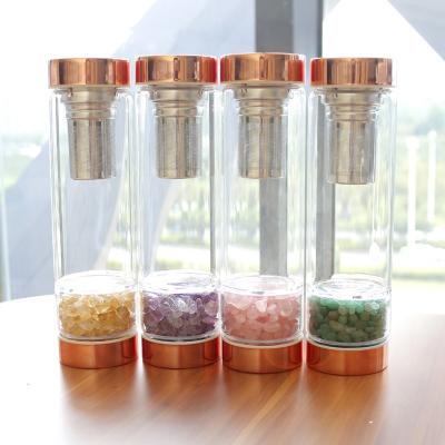 China Wholesale Viable Natural Crystal Therapy Gemstone Infused Water Bottle With Filter for sale