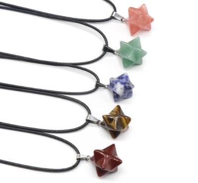 China China Natural Crystal Agate Large Moon Merkaba Ling Pendulum Six - Mang Star Pendant for sale