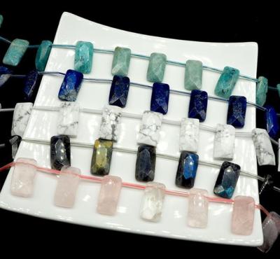 China China Flat Rectangular Section Of Cross - Hole Beads Natural Crystal Quartz Rock Beads for sale