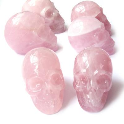 China Natural China Rose Quartz Crystal Reiki Skulls Healing Decoration for sale