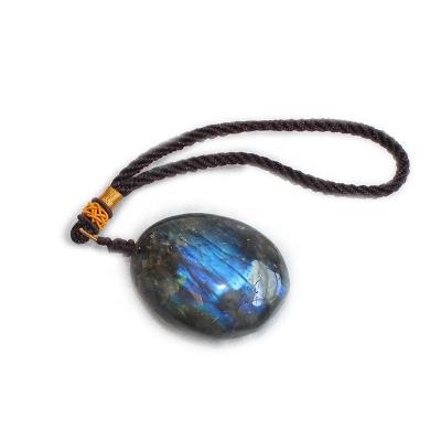 China Wholesale Romantic Natural Irregular Oval Shape Full Polished Labradorite Crystal Pendants For Gift for sale