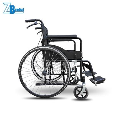 China Rehabilitation Center Stainless Steel Transport Brake Medical Self-locking Light Weight Handcycle Big Wheel Portable Wheelchair for sale