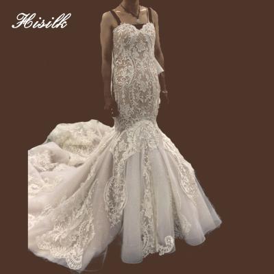 China Hisilk viable hot sale sweetheart vestidos novias fit and flare bridal wedding dress for curve lady can custom add sparkle crystal bead for sale