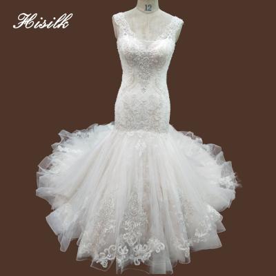 China 2023 Viable Full Lace Sweetheart Mermaid Dress Luxury Beading Crystal Beaded Wedding Dress With Puff Skirt For Curve Lady for sale