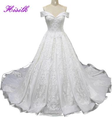 China 2023 Viable Luxury Crystal and Beads Applique Ball Gown Russian Wedding Dress Short Sheath Wedding Dresses Off the Shoulder Bridal Gowns for sale