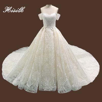 China 2023 Luxury Floral Lace Wedding Dresses Factory Viable Beaded Crystal Wedding Dresses With Full Lace Sequin Beading Bodice And Skirt for sale