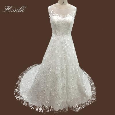 China Sustainable 2023 Custom Applique Lace Backless Wedding Dress One-Line Wedding Dresses For Bride for sale