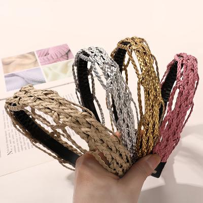 China Hair Accessories 2021 New Design PU Leather Knot Headbands Women Hair Bands Girls Hair Accessories Woven Headband for sale