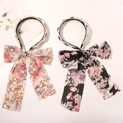 China Hair Accessories New Ins Designer Women Hair Accessories Beads Bowkont Ribbon Hair Bands Headband For Girls for sale