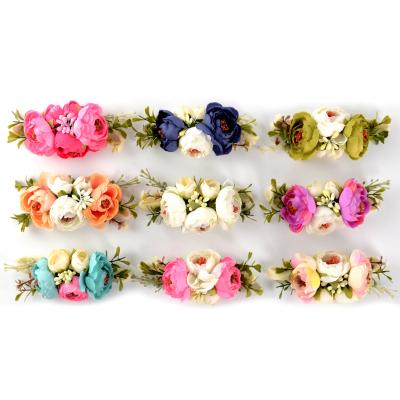 China Yellow Floral Cloth Beauty Baby Kids Headbands Baby Set For Girls Children With Elastic Hair Accessories for sale