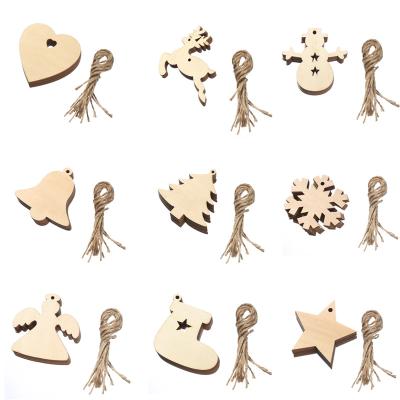 China 2021 Wholesale Wooden Blank DIY Wooden Tag Decoration Hanging Indoor Christmas Tree Ornaments for sale