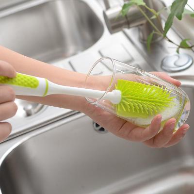 China New Silicone Baby Bottle Sustainable Long Handle Brush Super Strong Cleaning Brush for sale