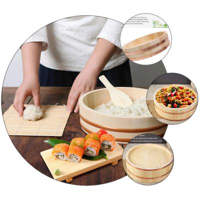 China Sustainable Amazon Sells High Quality Wooden Sushi Rice Mixing Barrels And Copper Rings for sale