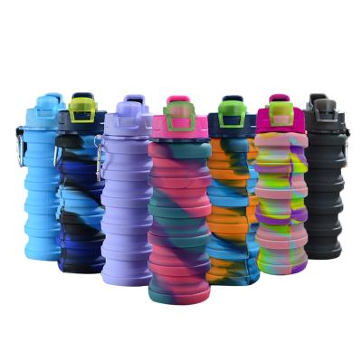 China Sustainable Travel 500ml Collapsible Fitness Water Bottle , Food Grade Reusable Silicone Sports Water Bottle for sale