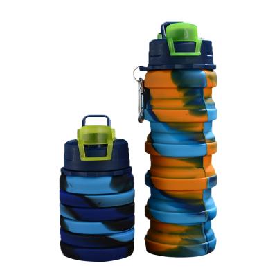 China 500ml Fitness Viable Collapsible Water Bottle, Food Grade Reusable Silicone Sports Water Bottle for sale