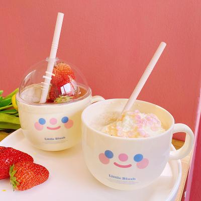 China Plastic Mug Straw Cup Baby Drinking Set Of New Creative Promotional Cute Cartoon Viable Gift for sale