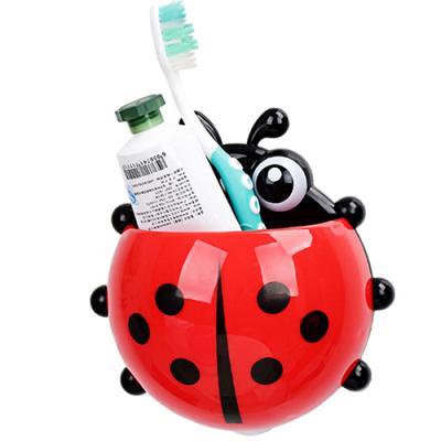 China Modern Cute Ladybug Toothbrush Holder Wall Mounted Suction Cup Bathroom Set Household Bathroom Supplies Cup Holder for sale