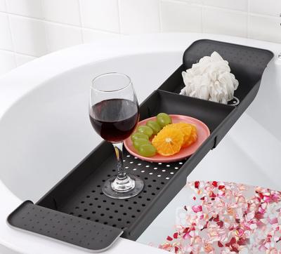 China 2021 Viable Multifunctional Luxury Bath Tray, Wine Rack, Bathtub and Bed Tray with Extension Rack for sale