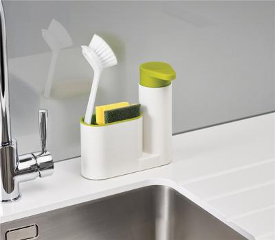 China Foam Soap Dispenser Kitchen Dish Sponge Storage Rack Kitchen Supplies Multifunctional Sink Soap Detergent Dispenser for sale