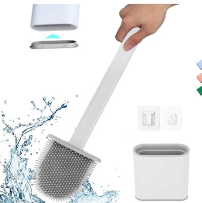 China Sustainable High Quality Silicone Toilet Brush Cleaning With Quick-Drying Holder Bathroom Cleaning Accessories for sale