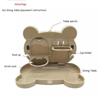 China Easy Installation Car Cup Holder Folding Plastic Travel Dining Auto Table Car Back Seat Dish Storage Tray Multifunctional Cartoon for sale