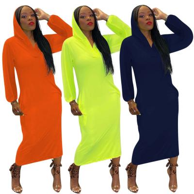 China Long Back Color European Hollow And American Women's Solid Breathable Midi Dress Hooded Loungewear With Pockets Women for sale