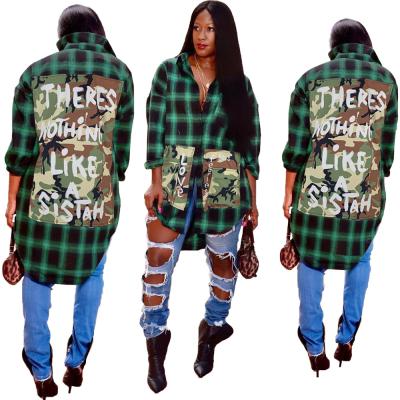 China Autumn Shirt Casual Designer Women's Plaid Full Sleeve Shirts Anti-Shrink Shirt Newest Fashionable Ladies Anti-Shrink Long Sleeve Shirts for sale