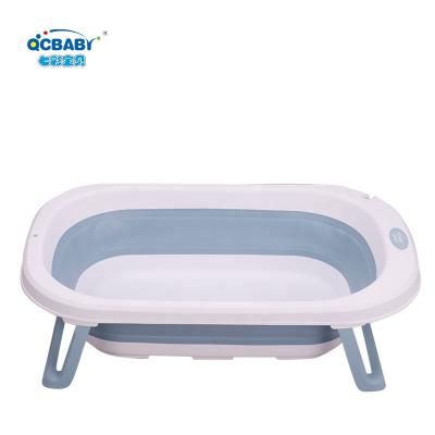 China Infant Baby Shower Portable Folding Folding Bath Tub Baby Shower Basin with Non Slip Mat Easy for Moving for sale