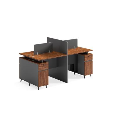 China New Design Office Furniture Convertible Partition Wooden Computer Desk Table Workstations For 4 Person for sale