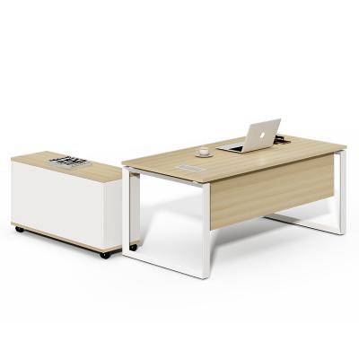 China Modern Extendable Leather Electric White and Gold Office Furniture Organizer Desk Table for Manager for sale